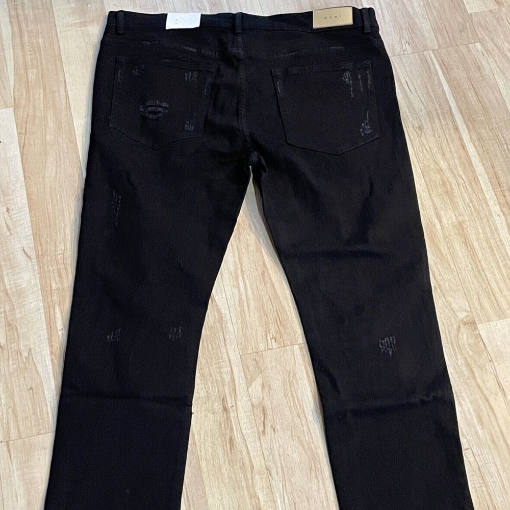 New Men’s MNML Jeans X231 Black Stretch Moto Denim Skinny Distressed Ripped Pant - Picture 2 of 9